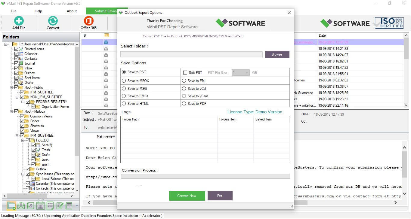 Freeware PST Repair Tool - Recover PST File Free into new PST File