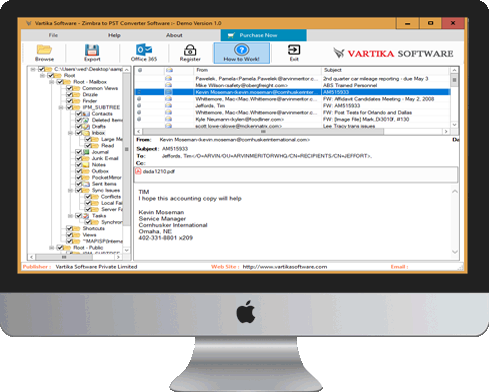 Zimbra to PST Converter Software