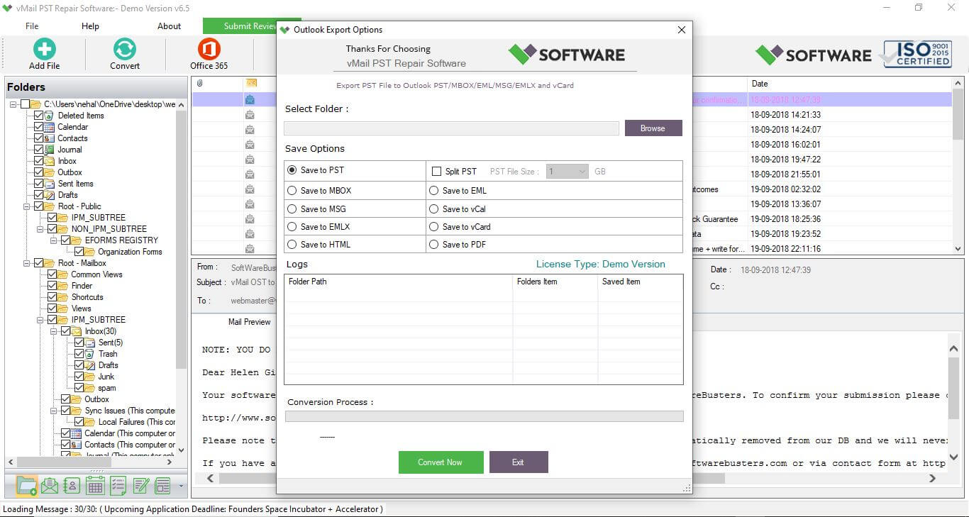 Migrate PST to EML Format by Outlook PST Repair Tool